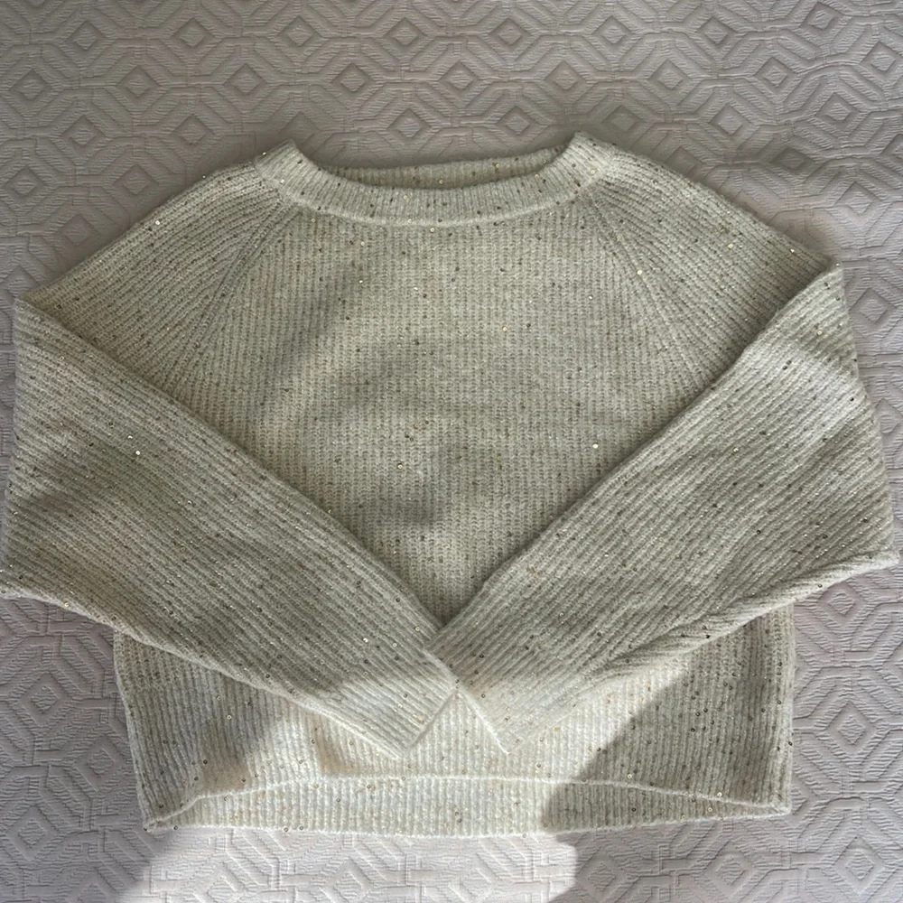 Express Scoop Neck Gold Sequined Sweater - Picture 4 of 4